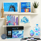 Nicety 32 Colors Acrylic Paint Pens, Blue Tones, Direct Liquid Ink, Art Markers Set for Painting
