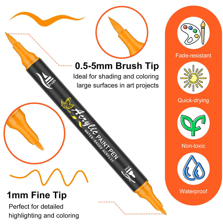 NICETY 128-Color Dual-Tip Acrylic Paint Markers with Carry Bag