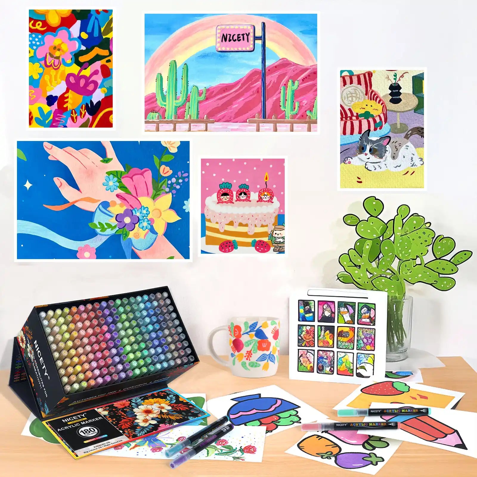 NICETY 180-Color Direct-Ink Acrylic Paint Marker Set
