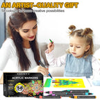 Nicety 58 Colors Single Tip Acrylic Paint Pens Set, Quick Dry Waterproof Art Markers for Drawing, Painting & Crafts